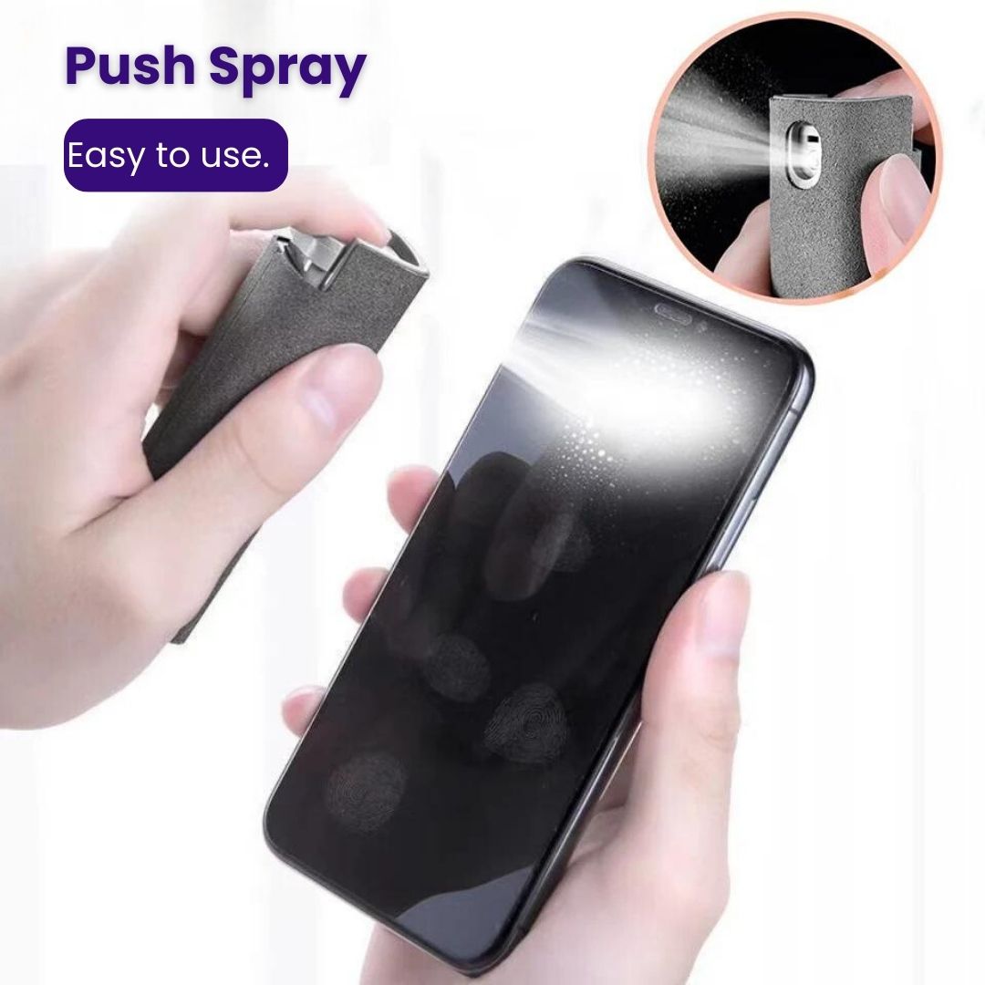 2-in-1 Screen Cleaner Spray - Microfiber Wiper, Dust Remover, Ideal for Mobile Phones, Tablets, and iPads