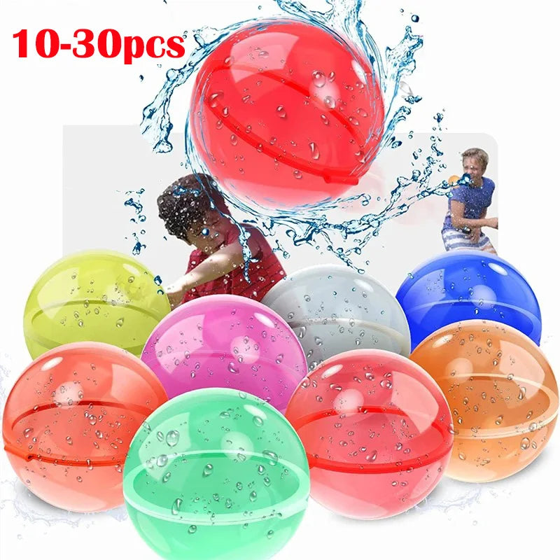 Reusable Water Balloons - 10-30 Pcs, Quick-Fill, for Summer Games, Beach, Pool, Outdoor Fun for Kids & Adults