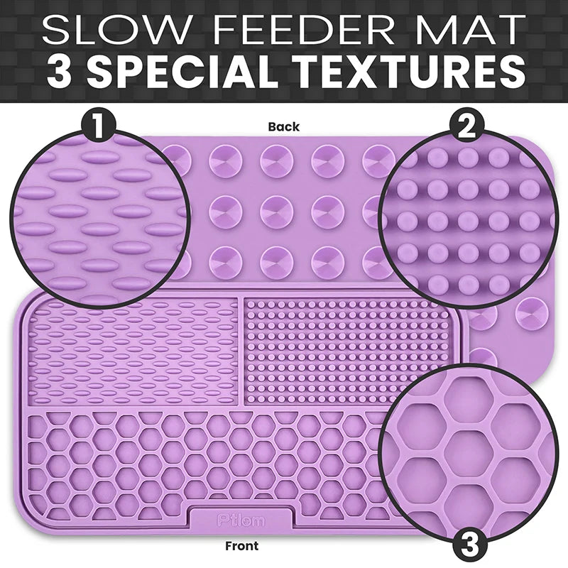 Silicone Dog Lick Mat - Slow Feeder, Bath Distraction, Training Aid, Suction Base, Pet Feeding Supplies