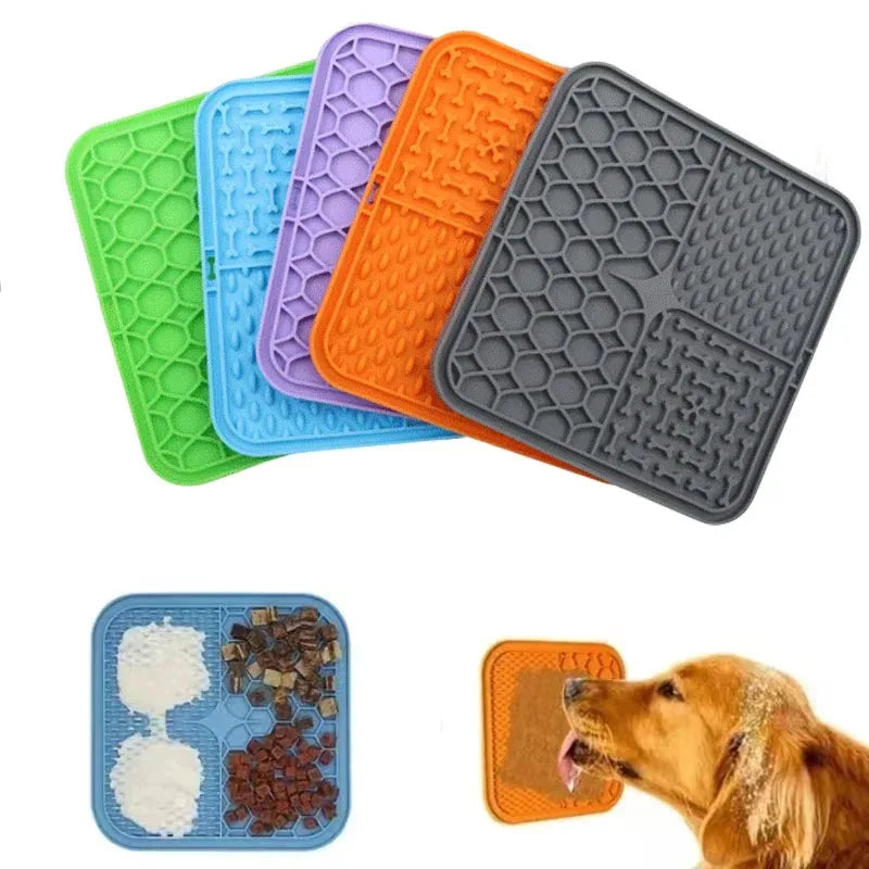 Silicone Dog Lick Mat - Slow Feeder, Bath Distraction, Training Aid, Suction Base, Pet Feeding Supplies