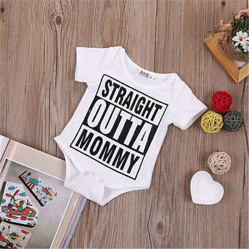 "Straight Outta Mommy" Short Sleeve Cotton Body Suit Outfit