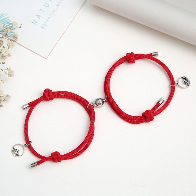 2PCS/Set Stainless Steel Magnetic Couple Bracelet Charms