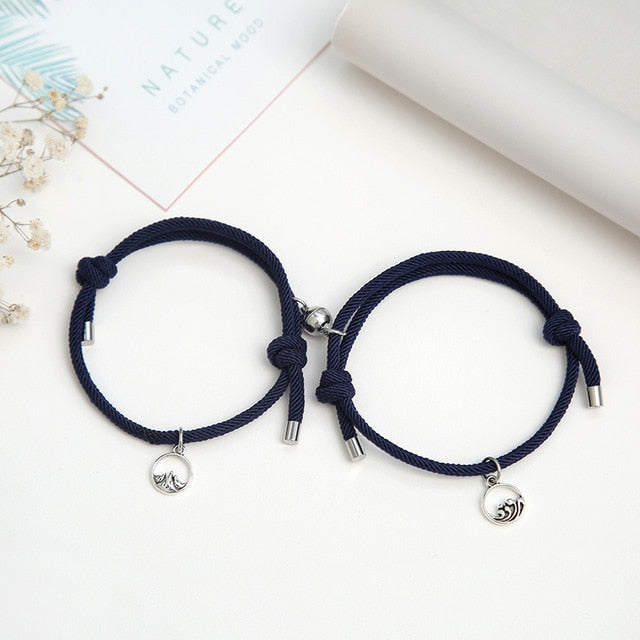 2PCS/Set Stainless Steel Magnetic Couple Bracelet Charms