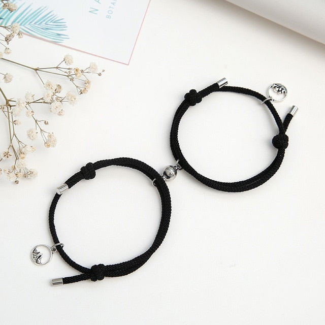 2PCS/Set Stainless Steel Magnetic Couple Bracelet Charms